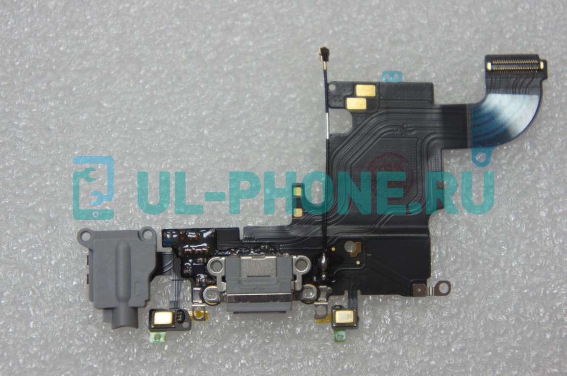 Шлейф для iPhone 6S + разъем зарядки (AAA) черный