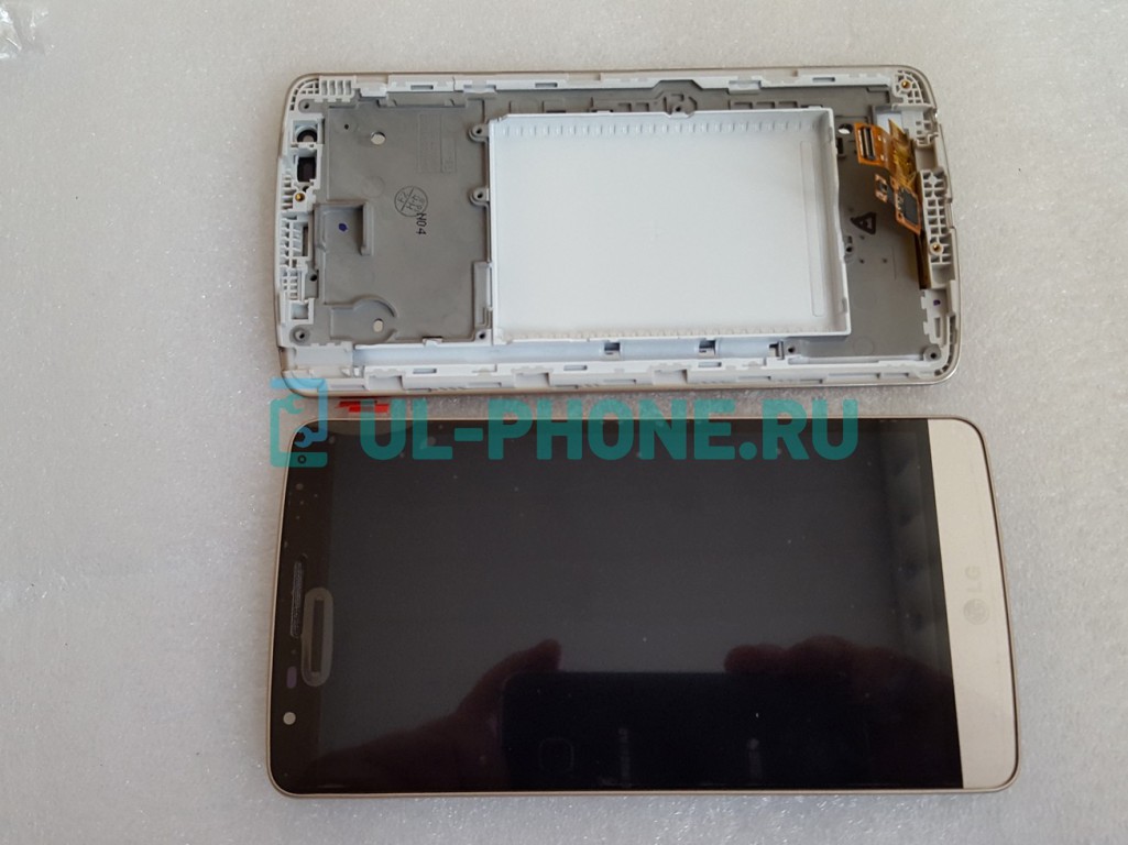 Дисплей + тачскрин для LG G3 Stylus D690 (в рамке) оригинал золотой