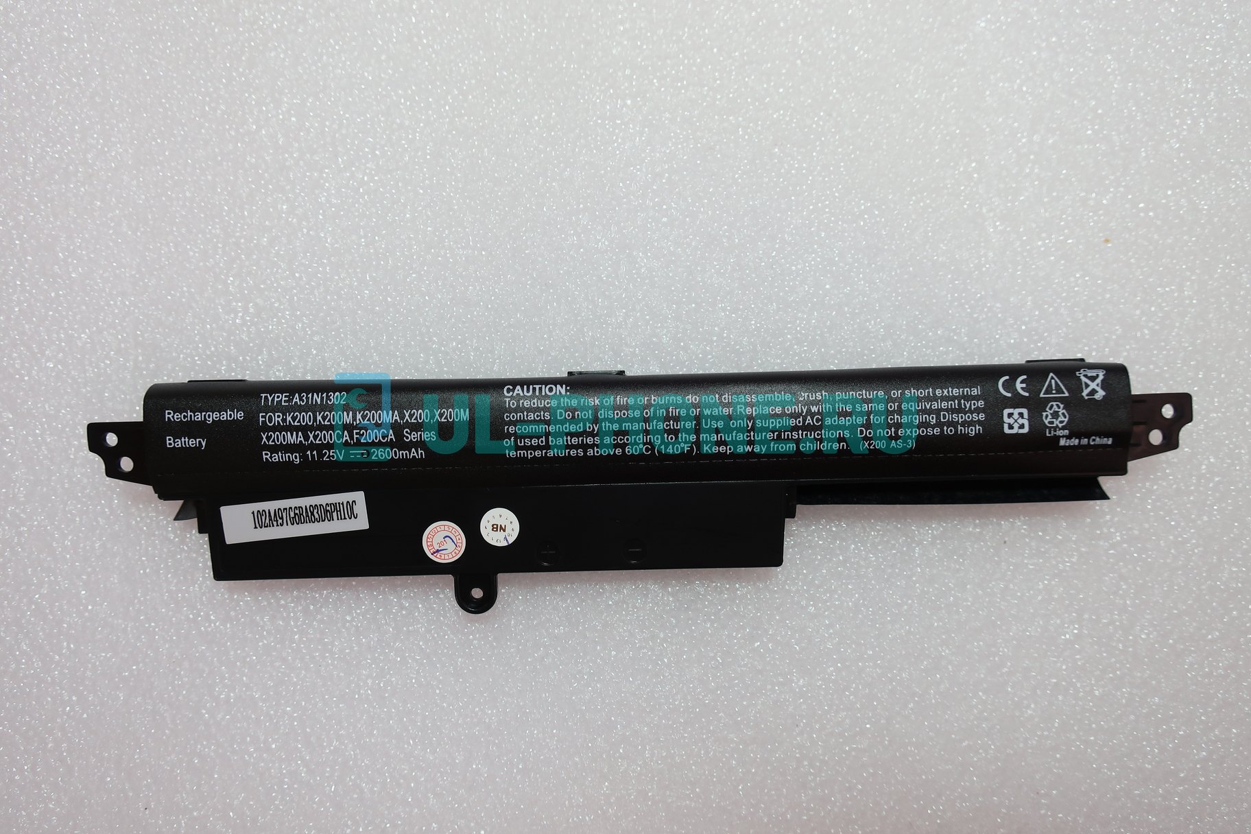 Аккумулятор для ноутбука Asus VivoBook F200CA, X200CA, X200MA, 2200mAh, (A31N1302), 2200-2600mAh, 11.25V, черный