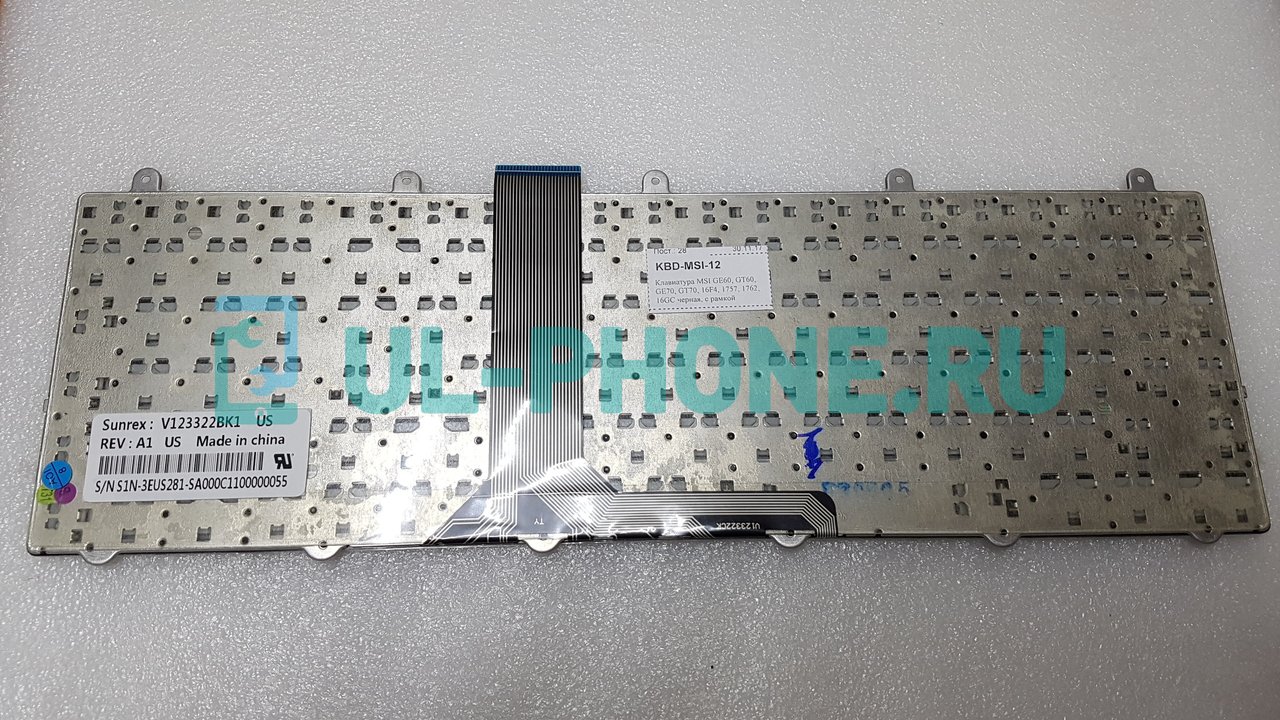 Клавиатура для ноутбука MSI GE60, GT60, GE70, GT70, 16F4, 1757, 1762, 16GC черная, с рамкой 