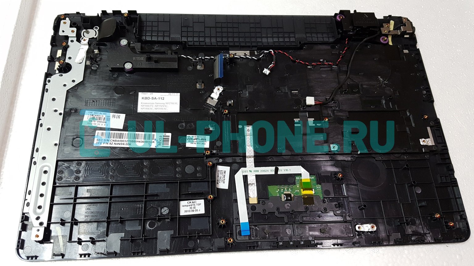 Клавиатура для ноутбука Samsung NP270E5E, NP300E5V, NP350V5C, NP350E5C, NP355E5C, NP350V5C, NP355V5C, NP550P5C черная, с верхней панелью