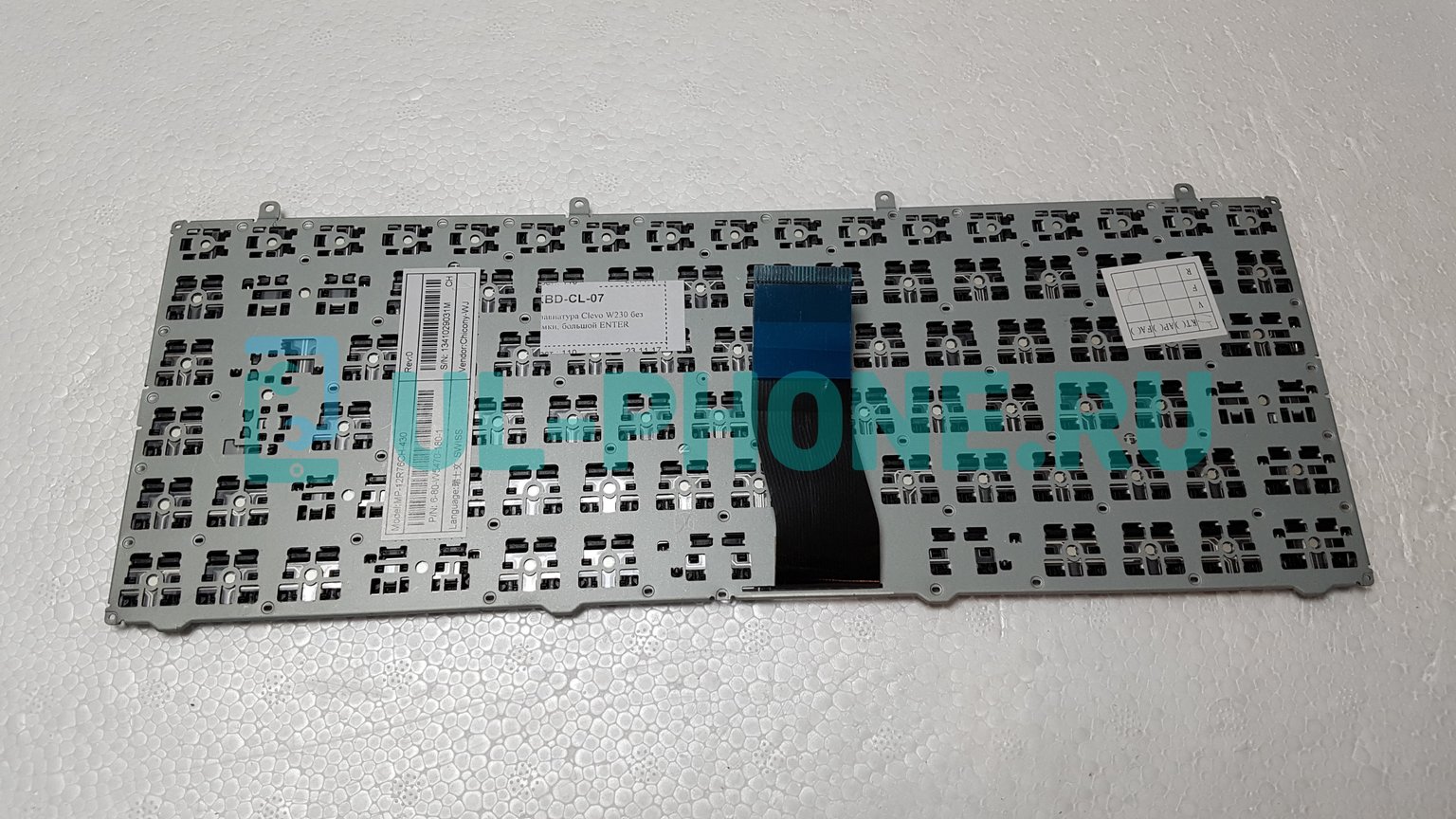 Клавиатура для ноутбука Clevo W230 без рамки, большой ENTER