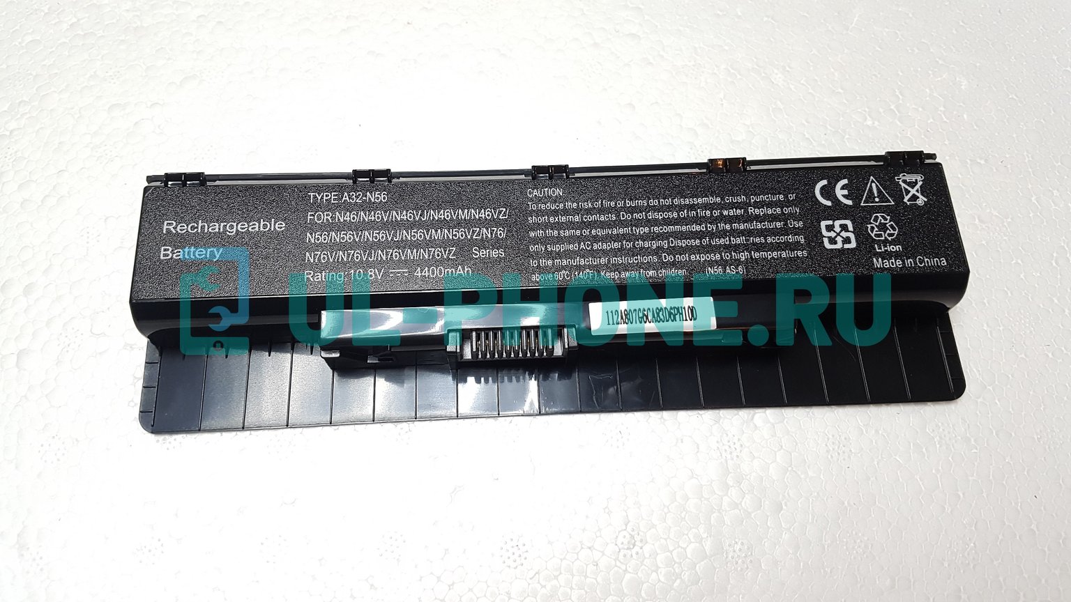 Аккумулятор для ноутбука Asus N46, N56, N76, (A32-N56), 4400mah, 10.8V, черный