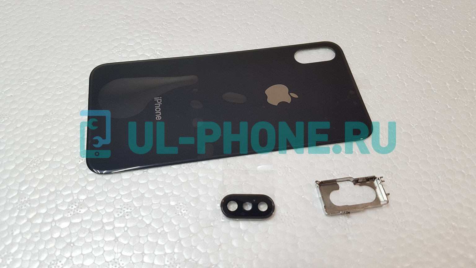 Задняя крышка для iPhone X (стекло) + стекло камеры (черная)
