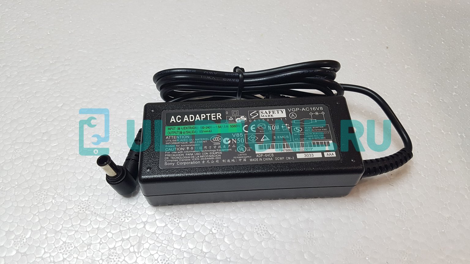 Блок питания для ноутбука Sony 16V, 4A, 6.5x4.4мм с иглой, 65W, OEM