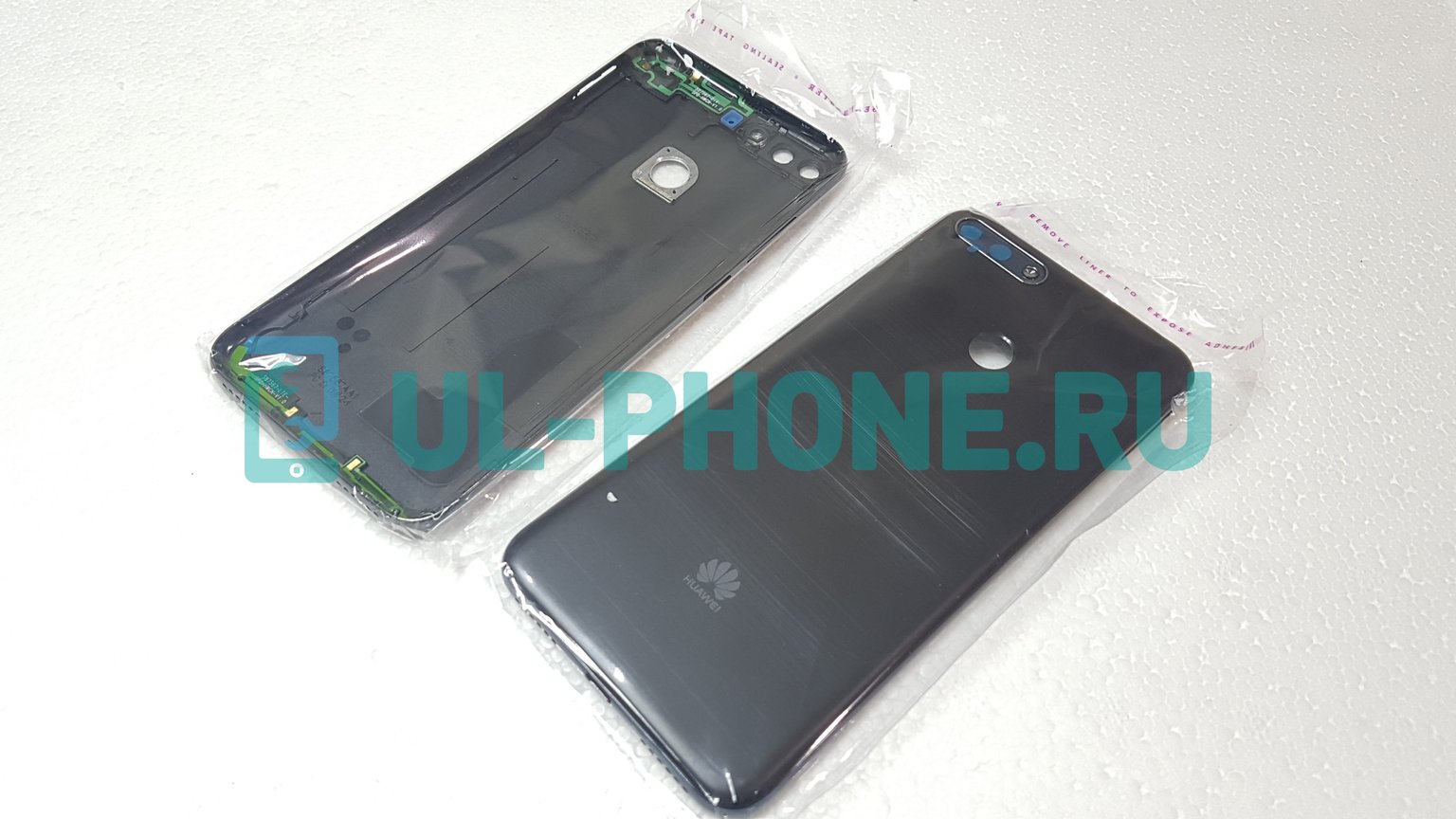 Задняя крышка для Huawei Y6 2018 (черная) со стеклом камеры