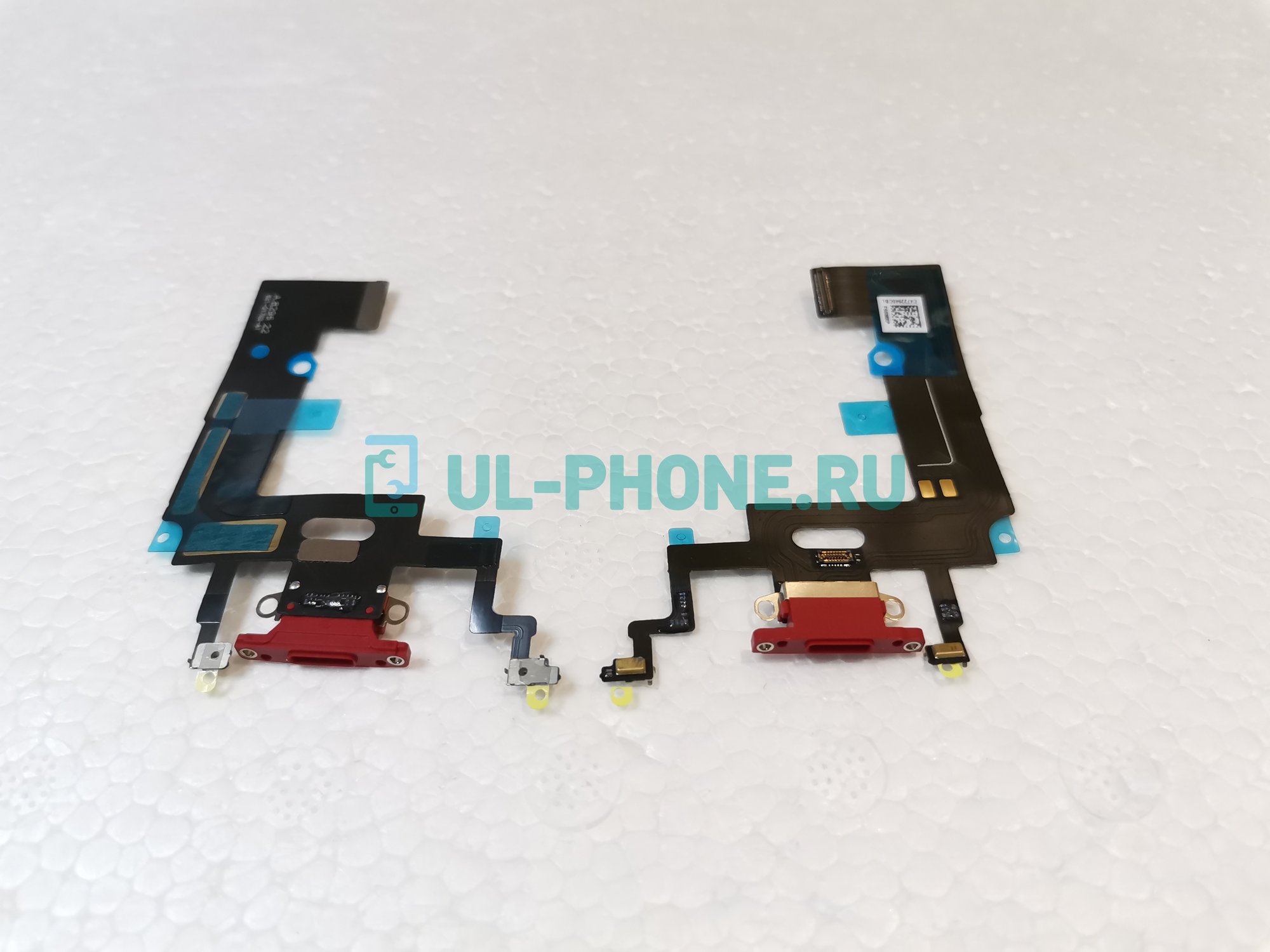 Шлейф для iPhone XR + разъем зарядки (ориг) красный