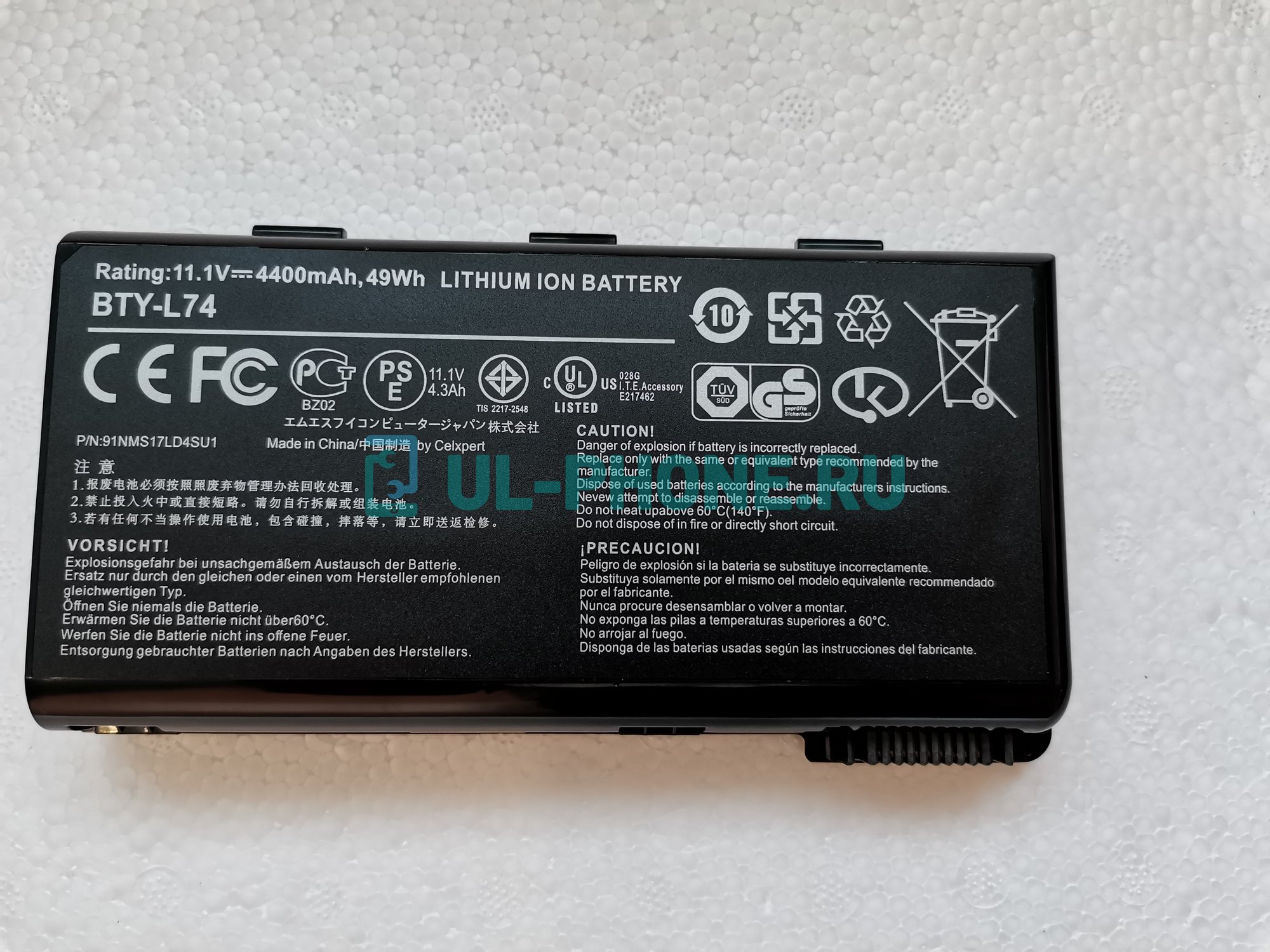 Аккумулятор для ноутбука MSI CR500-019L, CR620-203L, CR620-204, CR620-845X, CR620-871X, CR630-009, CR630-010X, CX500-034, CX500-473, CX500-644, cx620, CX620-039, CX620-049, CX620-274, (BTY-L74), 4400mAh, 11.1V, ОРИГ