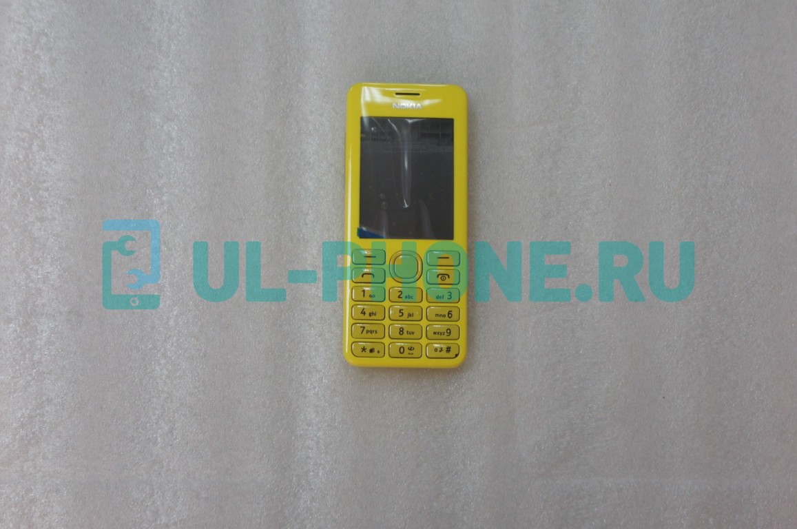 Корпус для Nokia 206 + клавиатура (класс ААА) желтый
