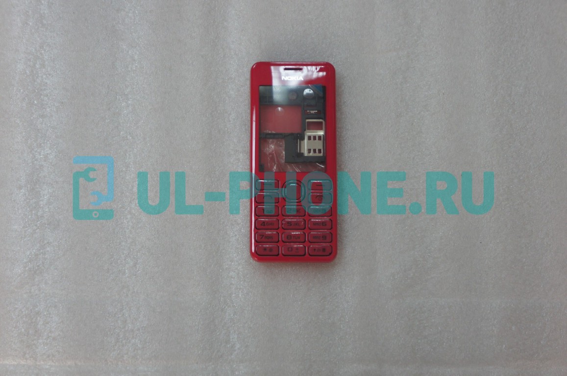 Корпус для Nokia 206 + клавиатура (класс ААА) красный