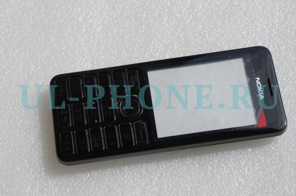 Корпус для Nokia 206 + клавиатура (класс ААА) черный