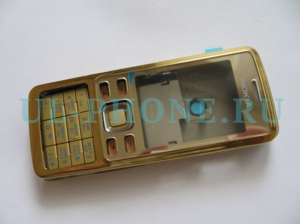 Корпус Nokia 6300 + клавиатура (класс ААА) без рус букв, золотой
