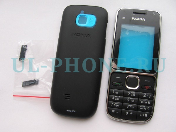 Корпус для Nokia C2-01 + клавиатура (класс ААА) черный