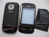 Корпус для Nokia C2-02 со средней частью + клавиатура (класс ААА) черный