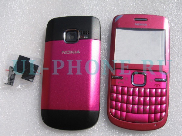 Корпус для Nokia C3-00 + клавиатура (класс ААА) розовый