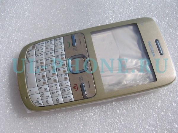 Корпус для Nokia C3-00 + клавиатура (класс ААА) бело-золотой