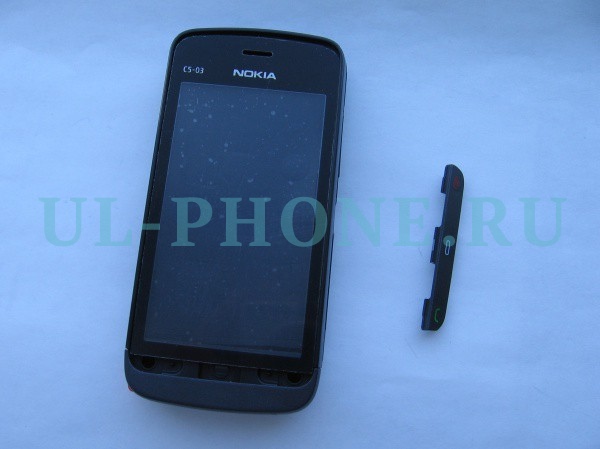 Корпус для Nokia C5-03 со средней частью + клавиатура (класс ААА) черный