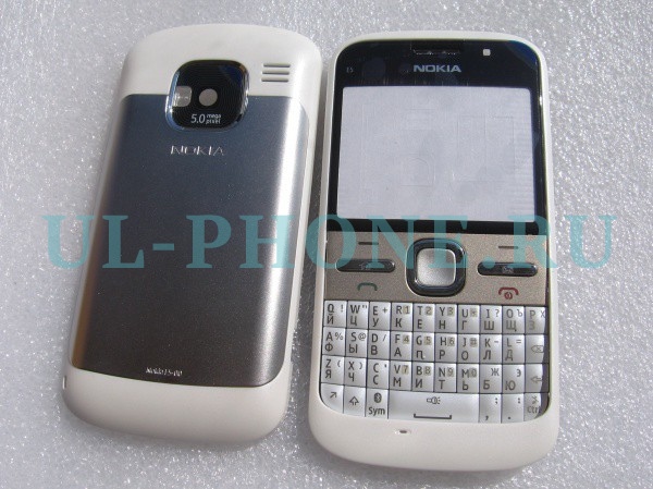 Корпус для Nokia E5 со средней частью + клавиатура (класс ААА) белый