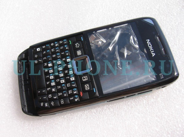 Корпус для Nokia E71 со средней частью + клавиатура (класс ААА) черный