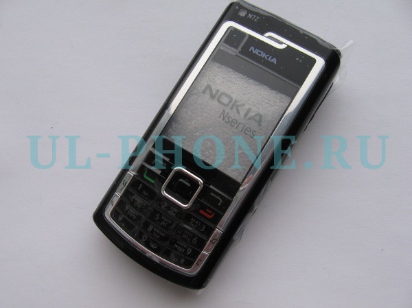 Корпус для Nokia N72 + клавиатура (класс ААА) черный
