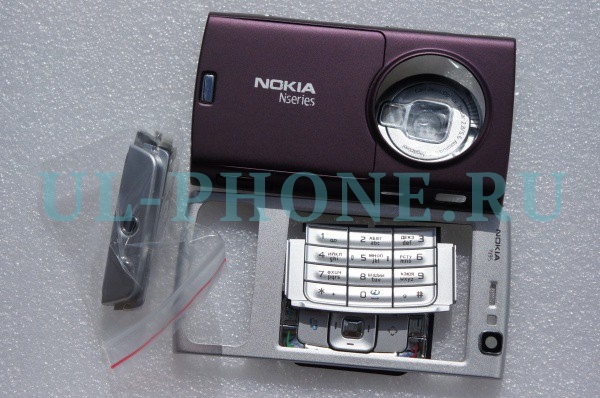 Корпус для Nokia N95 без средней части + клавиатура (класс ААА) серебро