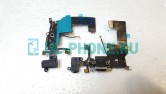 Шлейф для iPhone 5 + разъем зарядки + разъем гарнитуры + микрофон + антенна (оригинал) черный